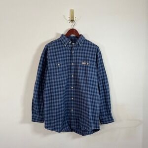 Vintage Carhartt Mens Shirt Utility Plaid Button Down Med Cotton Flannel Chore